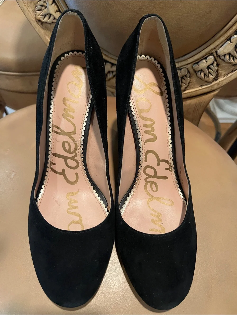 Sam Edelman Black Suede Rounded Toe Pump